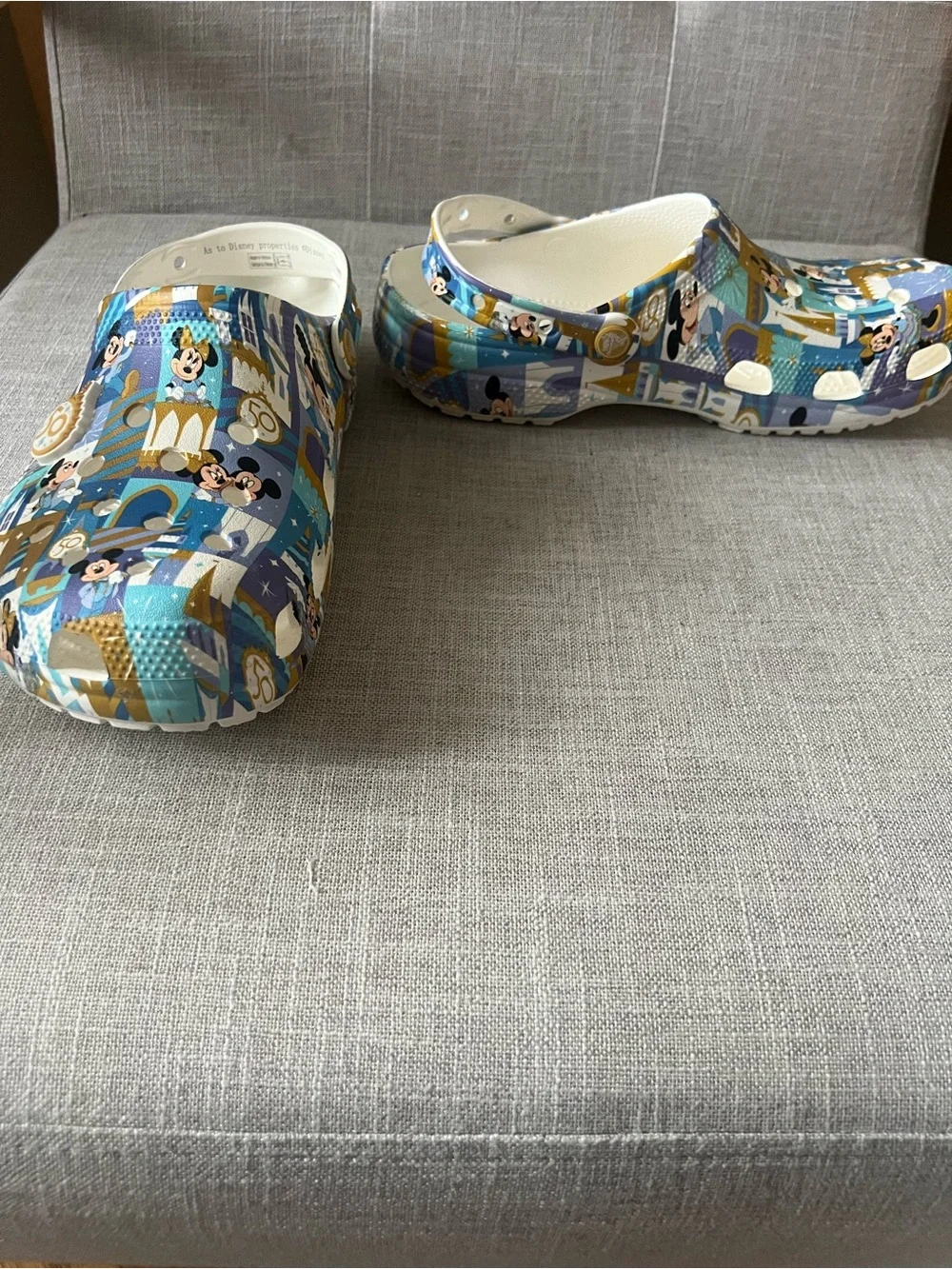 CROCS Classic clogs, Disney Collab 50th Anniversary pattern, unisex, M 9,  W 11